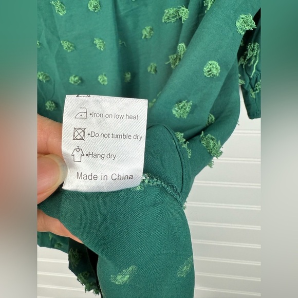 Yskokow women’s green textured business casual dressy short sleeve top Size L - Picture 3 of 6